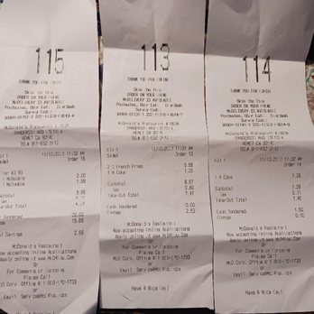 McDonald's - 3 receipts for one order, clerk doesn't listen to customers - Burgers Near Me - Hemet, California