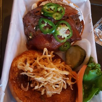 Park Burger - Burger with BBQ sauce, jalapeno, bacon and onions. Just ok - Burgers Near Me - Denver, Colorado Park Burger - Burger with BBQ sauce, jalapeno, bacon and onions. Just ok - Burgers Near Me - Denver, Colorado