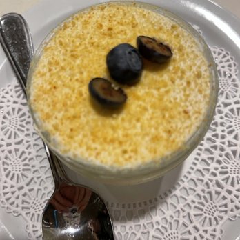 Blue Lake Bistro at Snowflake Lodge - Lemon dessert with blueberries - this was amazing! - New American Near Me - Arnold, California