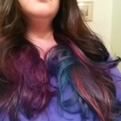 Teri's Hair Designers - My BEAUTIFUL locks, courtesy of Stephanie!  Hues of teal, blue, magenta, and purple!  Came out FANTASTIC!  I LOVE it