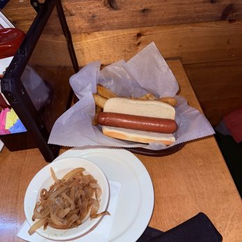 Texas Roadhouse - Kids All-Beef Hot Dog with fries and he wanted caramelized onions on the side - Steakhouses Near Me - Phoenix, Arizona Texas Roadhouse - Kids All-Beef Hot Dog with fries and he wanted caramelized onions on the side - Steakhouses Near Me - Phoenix, Arizona
