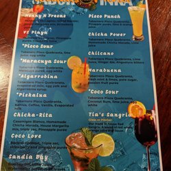 Sabor Inka - Cocktail menu