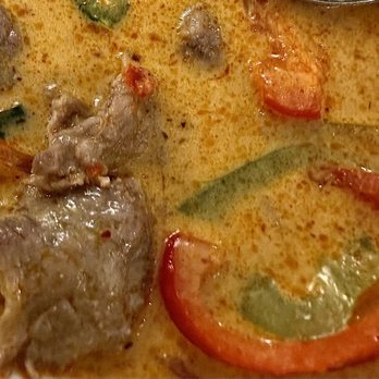 Thai Halal Bistro - Beef Red Curry. Recently added on the menu. The texture of the curry, veggies, and beef were on point! - Thai Near Me - Missouri City, Texas Thai Halal Bistro - Beef Red Curry. Recently added on the menu. The texture of the curry, veggies, and beef were on point! - Thai Near Me - Missouri City, Texas