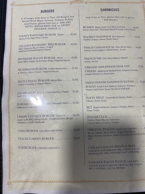 Menu photo 8 Zeller’s Riverside Bar & Grill Otis, OR