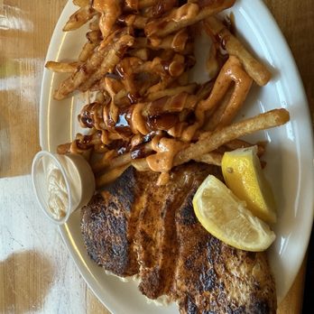 NDMK Fish House - Grilled fish plate, blackened, with NDMK fries - Sushi Bars Near Me - Avalon, California NDMK Fish House - Grilled fish plate, blackened, with NDMK fries - Sushi Bars Near Me - Avalon, California