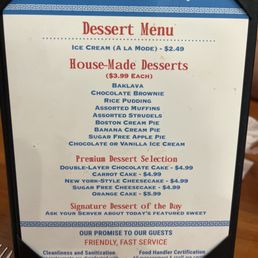 Dessert menu Dessert menu
