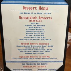 Palm Diner - Dessert menu