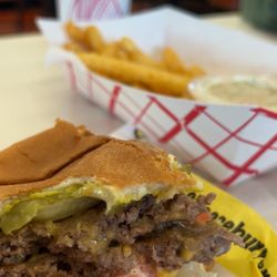 Rush's - Double Cheeseburger and French Fries
