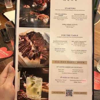 Fogo de Chão - Menu for those who want to add more appetizers or meats that isn't part of the ayce - Brazilian Near Me - Pasadena, California