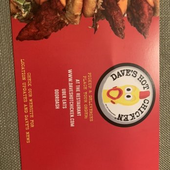 Dave's Hot Chicken - Menu card. - Chicken Shop Near Me - Portland, Oregon
