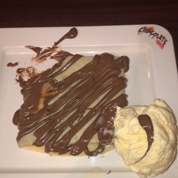 Chocolate Bash - Nutella Crepe with ice cream and waffle with Belgian chocolate - Chocolatiers & Shops Near Me - Newport Beach, California Chocolate Bash - Nutella Crepe with ice cream and waffle with Belgian chocolate - Chocolatiers & Shops Near Me - Newport Beach, California