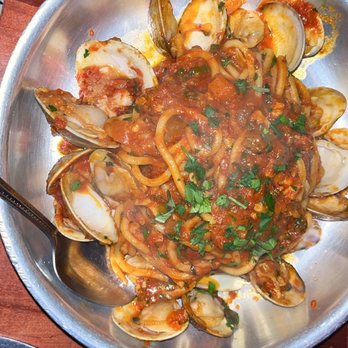 Carmelina's - Spaghetti with Little Neck Clams & spicy red sauce - Italian Near Me - Boston, Massachusetts