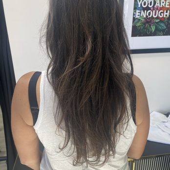 Bombshell Transformations - Brown hair, V shape, wispy ends, long layers - Hair Stylists Near Me - Portland, Oregon Bombshell Transformations - Brown hair, V shape, wispy ends, long layers - Hair Stylists Near Me - Portland, Oregon