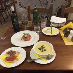 U starýho Billa - Garlic cream soup, jamon serrano ham, and bruchetta (I'm not 100% sure I ordered that, but, it was very good!).
