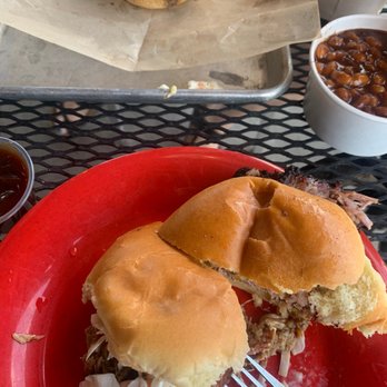 City Barbeque - Pulled pork and brisket sandwich, baked beans, and cukes with onions. - Caterers Near Me - Lexington, Kentucky
