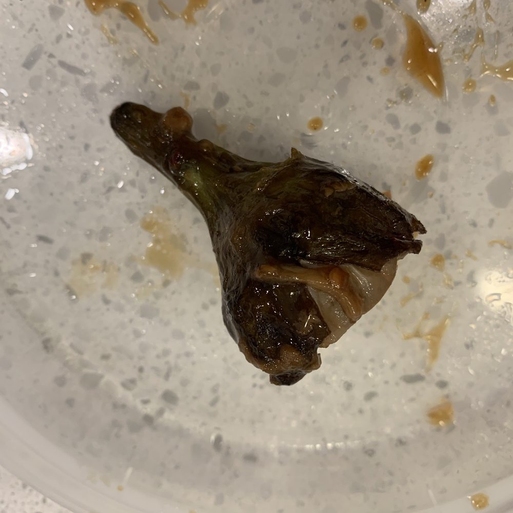 Eggplant stem found in my eggplant in garlic sauce Eggplant stem found in my eggplant in garlic sauce