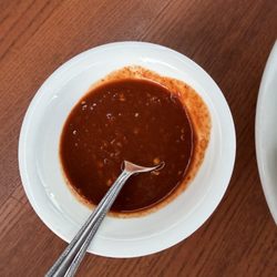 Housemade red spicy sauce.