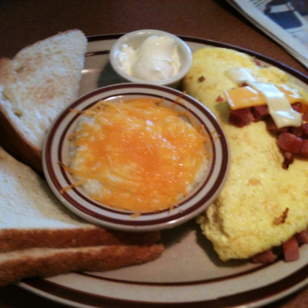 Denny's - Moon Over My Hammy Omelette with Cheese Grits. Just ok, won't order again. - Breakfast & Brunch Near Me - Minot, North Dakota Denny's - Moon Over My Hammy Omelette with Cheese Grits. Just ok, won't order again. - Breakfast & Brunch Near Me - Minot, North Dakota
