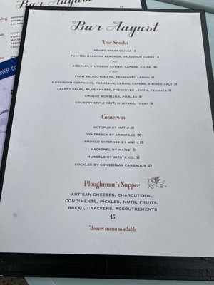 Menu photo 3 Bar August New Haven, CT Menu photo 3 Bar August New Haven, CT