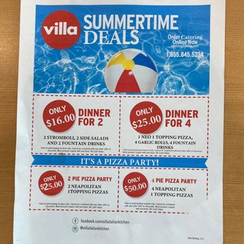 Villa Italian Kitchen - a flyer for the summertime deals - Pizza Near Me - Wauwatosa, Wisconsin Villa Italian Kitchen - a flyer for the summertime deals - Pizza Near Me - Wauwatosa, Wisconsin