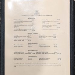 Durbar Nepalese and Indian Bistro - Durbar Menu Page 1