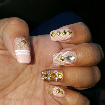 Katella Nails & Spa - i only had a quick hr, went for something simple but after seeing that they have Swarovski crystals I couldn't help it, I said "bling me"! - Nail Salons Near Me - Orange, California