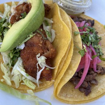 Los Primos Tex-Mex Food - El Primo (left) and Tex-Mex (right) taco - Food Trucks Near Me - Tracy, California