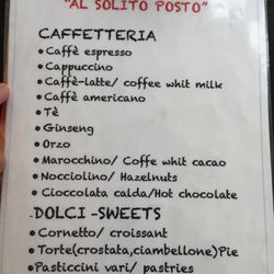 Al Solito Posto - Drink and desert menu