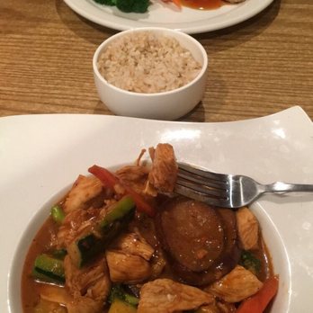 Plum House Japanese Restaurant - Red curry chicken (front dish) and shrimp teriyaki (back dish) - Sushi Bars Near Me - Monroe, New York Plum House Japanese Restaurant - Red curry chicken (front dish) and shrimp teriyaki (back dish) - Sushi Bars Near Me - Monroe, New York