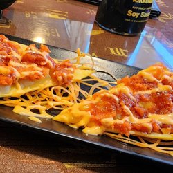 Fuji Hana Sushi - Tuna Chips: fried wonton skin, spicy tuna, eel sauce & spicy mayo