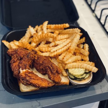 Dave's Hot Chicken - One medium and one hot! I'm in love!!! - Chicken Shop Near Me - Glendale, California Dave's Hot Chicken - One medium and one hot! I'm in love!!! - Chicken Shop Near Me - Glendale, California