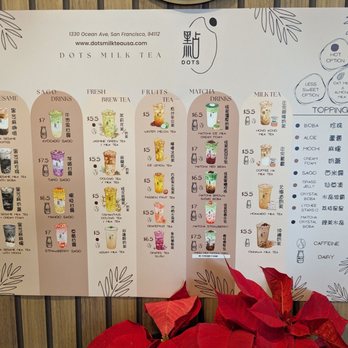 Dots Boba - Drinks menu with beautiful drawings - Bubble Tea Near Me - San Francisco, California Dots Boba - Drinks menu with beautiful drawings - Bubble Tea Near Me - San Francisco, California