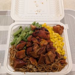 Bourbon Street Grill - Combo 2 - green beans, corn, noodles, and bourbon chicken