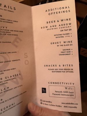 Menu photo 3 As Above, So Below Distillery Santa Fe, NM