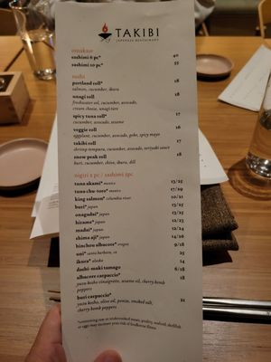 Menu photo 8 Takibi Portland, OR