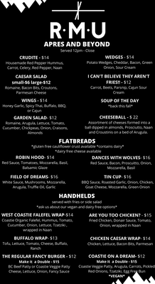 Menu photo 2 RMU Outdoors Whistler Whistler, BC Menu photo 2 RMU Outdoors Whistler Whistler, BC