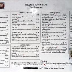 Sam Cafe - Sam Cafe - Menu, Pg. 1