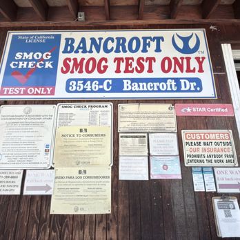 Bancroft Smog Test Only - Business info and hours. - Smog Check Stations Near Me - Spring Valley, California