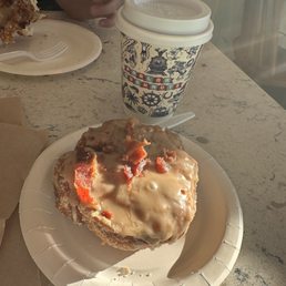 Maple bacon doughnut and a house coffee