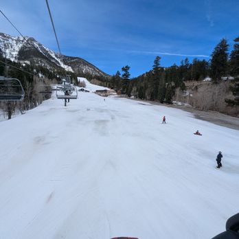 Lee Canyon - 3/27/25 Conditions (the week Vegas starting getting 80-90F weather; 50s here with patches in lanes) - Ski Resorts Near Me - Las Vegas, Nevada