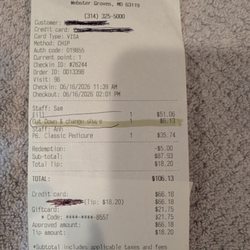 Photo of my receipt