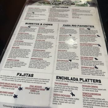 Casa Rio Tex Mex Restaurant - Menu 1 - Mexican Near Me - Anoka, Minnesota