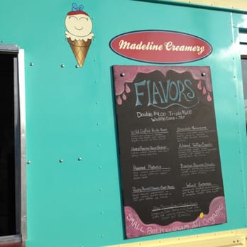 Madeline Creamery - a menu on the side of a food truck - Street Vendors Near Me Madeline Creamery - a menu on the side of a food truck - Street Vendors Near Me