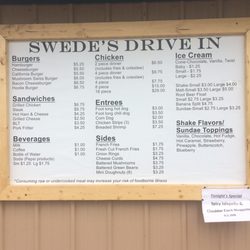 Swede's Drive In - Menu