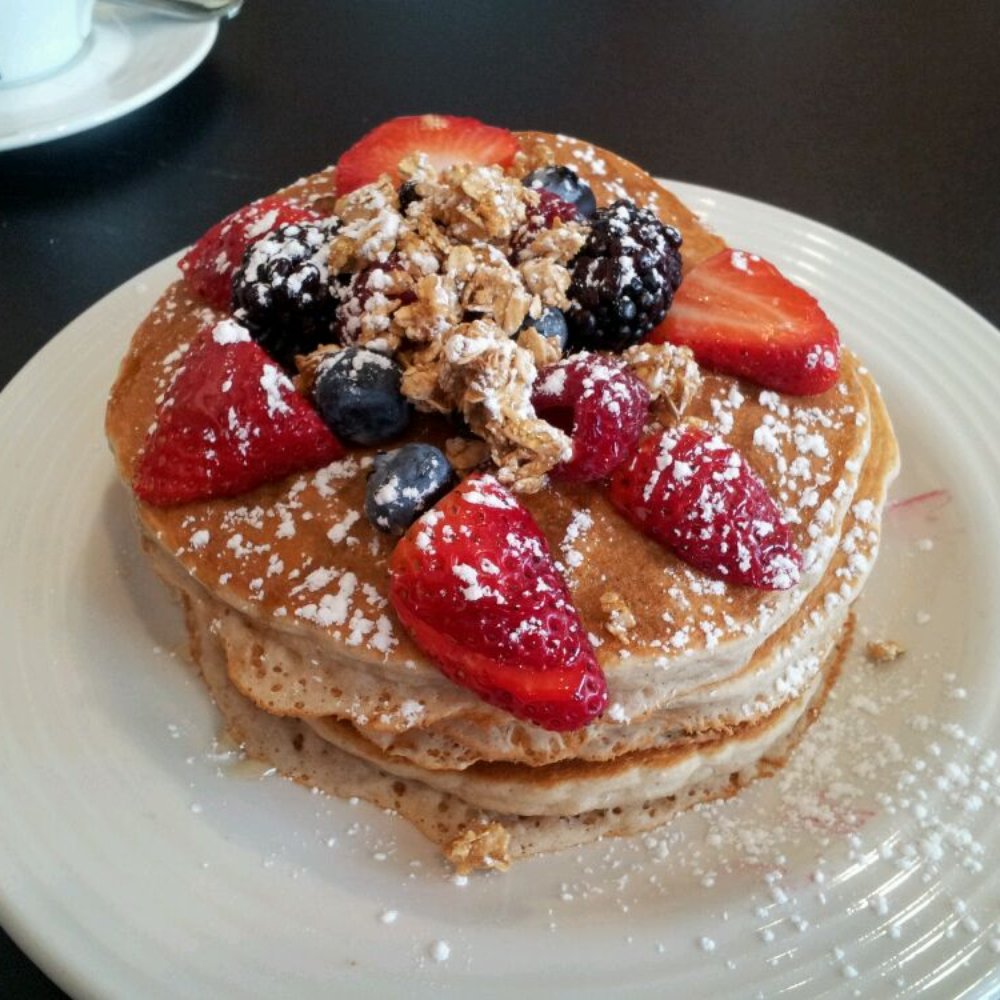 Stacked - multigrain pancakes yum! - Breakfast & Brunch Near Me - Oak Lawn, Illinois