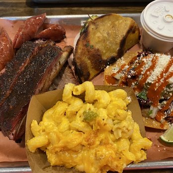 Hurtado Barbecue - Sausage, ribs, birria taco, barbacoa toastada, mac and cheese, and hidden under all that goodness is the best brisket in Texas! - Barbeque Near Me - Arlington, Texas Hurtado Barbecue - Sausage, ribs, birria taco, barbacoa toastada, mac and cheese, and hidden under all that goodness is the best brisket in Texas! - Barbeque Near Me - Arlington, Texas