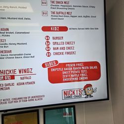 Nicky’s Sammie Shack - Current menu 2 4/2026