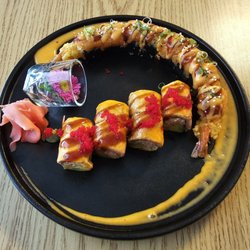 Ocean sushi - Maple Roll and Yummy Roll, no rice by request.