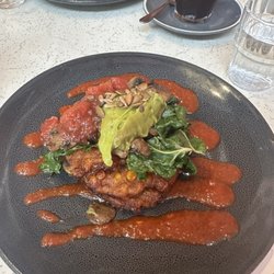 Modaks Espresso - Corn fritter stack with mushrooms