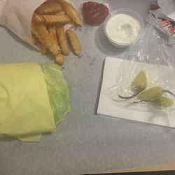 Adam's Drive-In - Lettuce wrapped jr. burger and fries.